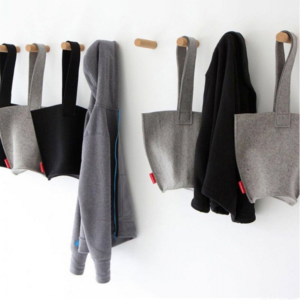 【AMANDA】Wooden Wall Mount Clothes Hanger Coat Hook Organizer Bedroom Living Room
