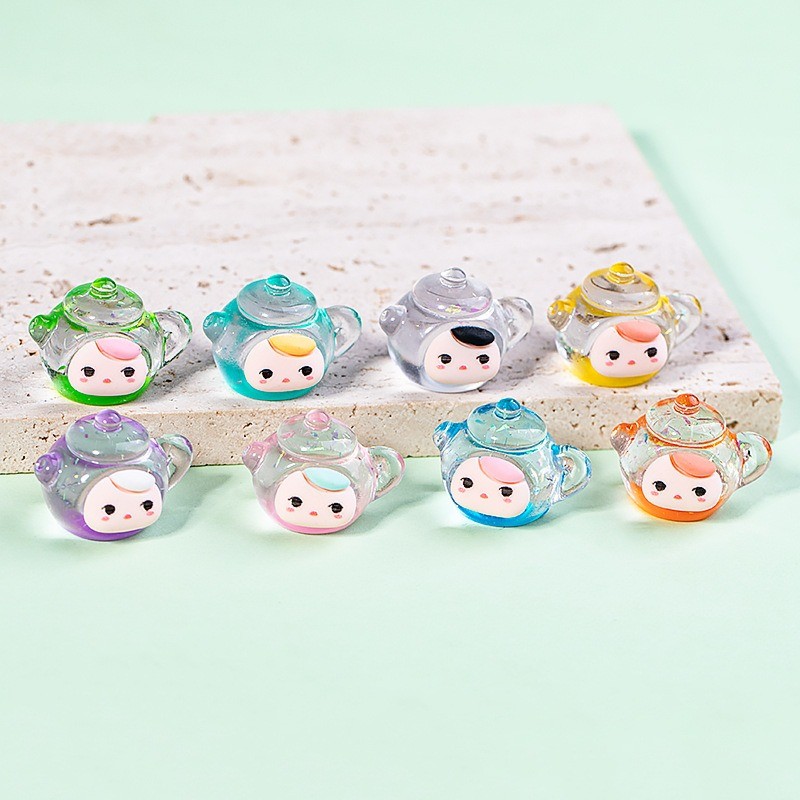 ไมโครภูมิทัศน์เรซิ่นการ์ตูนส่องสว่างใสกาต้มน้ําสร้างสรรค์ ทําเอง ครีมกาวเคสโทรศัพท์พวงกุญแจเครื่องประดับ - รูปที่ 3