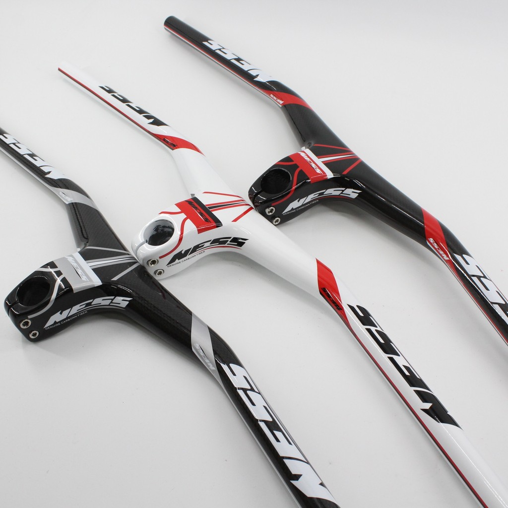Ness-จักรยานเสือภูเขา 3K คาร์บอนไฟเบอร์เต็ม Bicicleta Guiador e Stem, integrado Carbono MTB Guiador,-17 Graus Podnulo, Mais Novo
