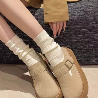 พร้อมส่งจากไทย TX626 (หกสองหก) รองเท้าแบบสวมขี้เกียจ ครึ่งรองเท้า หนา1.5นิ้ว ฤดูใบไม้ร่วง สไตล์เกาหลี สำหรับผู้หญิง