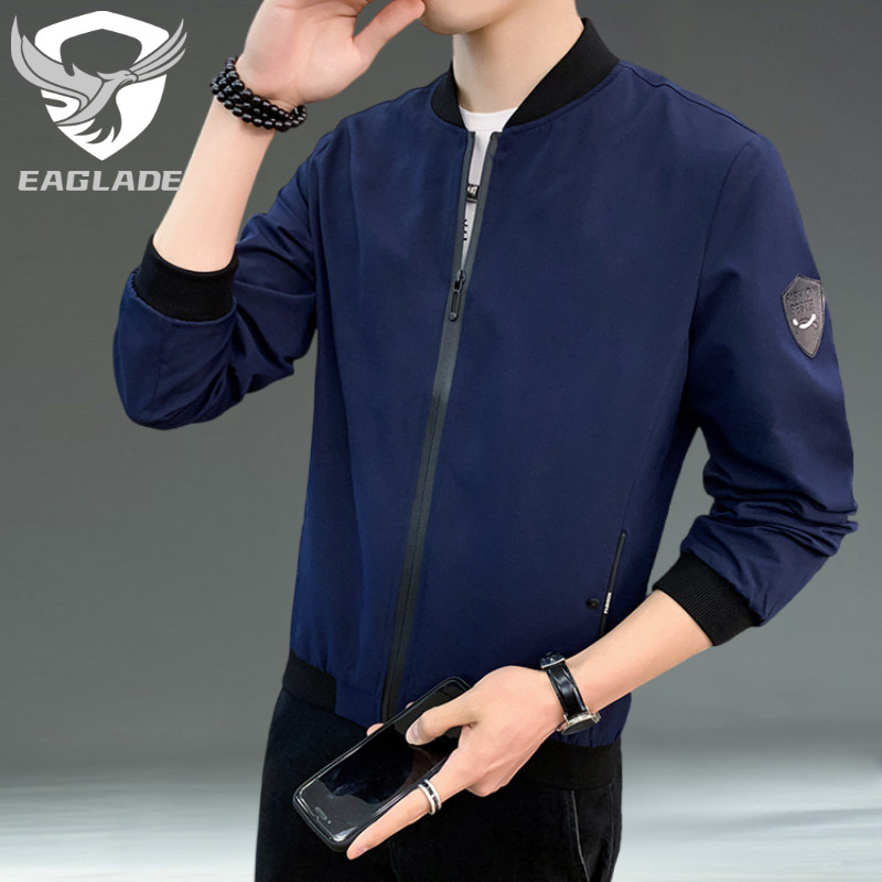 Eaglade เสื้อแจ็คเก็ตขี่มอเตอร์ไซค์ Bomber Rider เสื้อกันลมกันน้ําสําหรับผู้ชาย 8001 สีน้ําเงิน D04