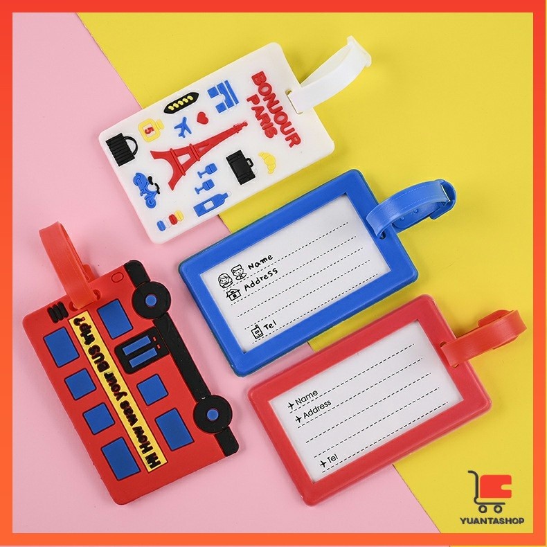 ป้ายห้อยกระเป๋า PVC นิ่ม ป้ายแท็กกระเป๋าเดินทาง ลายการ์ตูน luggage tag