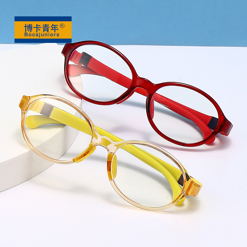 ตร-21เด็กกรอบสี่เหลี่ยมเล็กสองสีป้องกันแสงสีฟ้าแว่นตาซิลิโคนวัสดุชายหญิงสายตาสั้นกรอบแว่นตา