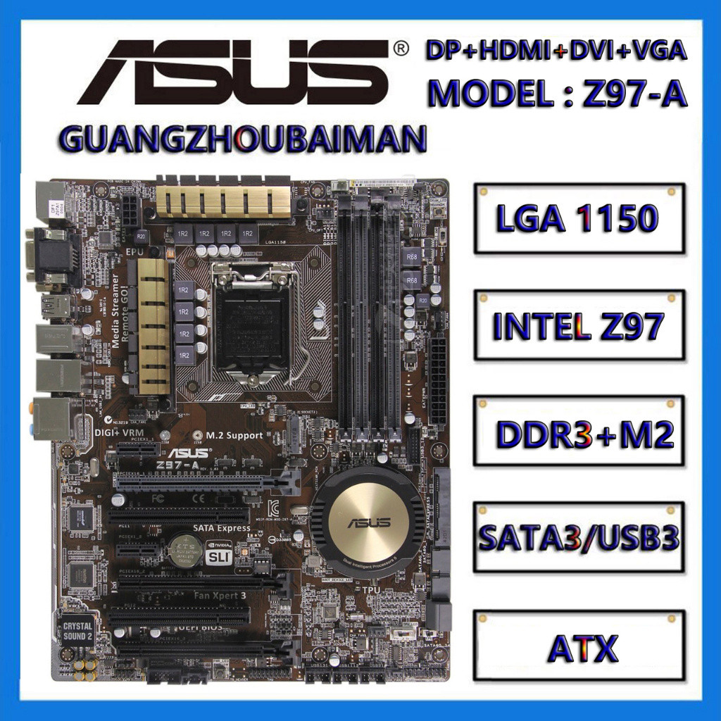 ใช้ asus z97-a z97-C z97-K R2.0 z97-E z97-K/USB 3.4 lga 1150 4th gen โปรเซสเซอร์ ddr3 m.2 nvme + sat