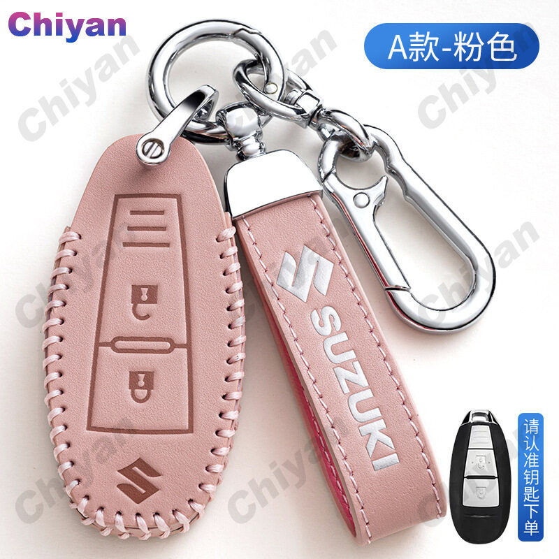 ของแท้หนังสมาร์ทระยะไกล Fob รถ Key กรณีผู้ถือพวงกุญแจสําหรับ Suzuki Ertiga Ciaz Celerio Vitara Brezza Swift Kizashi SX4 S-Cross Ignis Baleno Landy Across