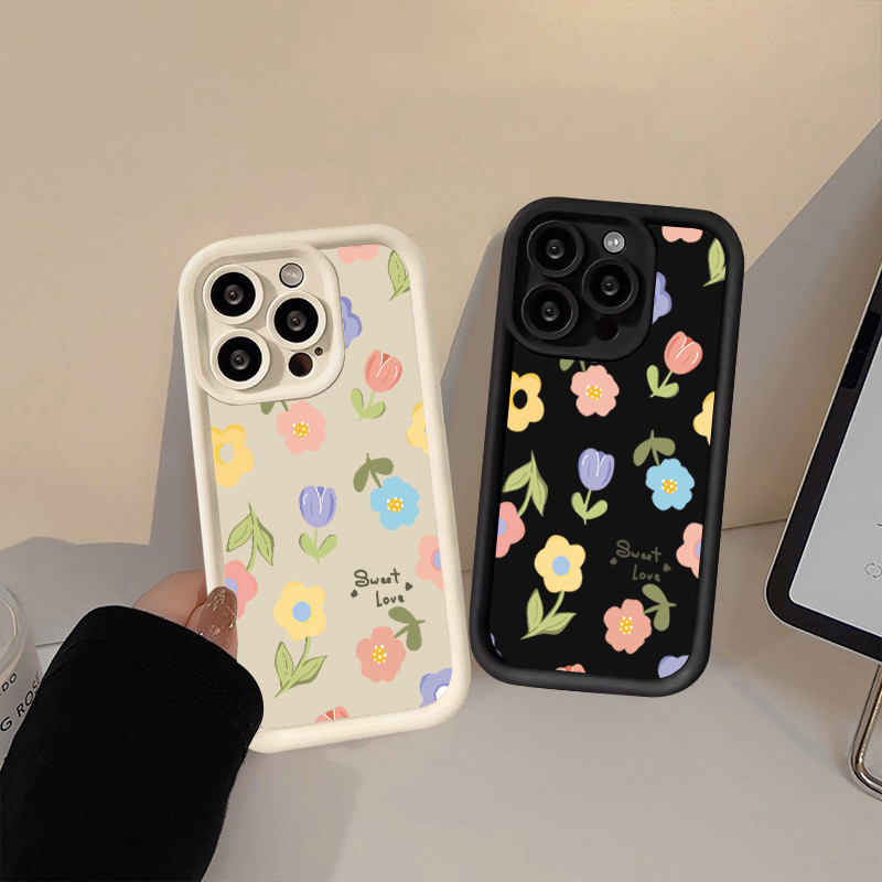 เคสโทรศัพท์มือถือทนทานและแฟชั่น TPU for iPhone11 12 13 14 15 16 Pro Max XR XS X 7/8Pดอกไม้ที่สวยงาม
