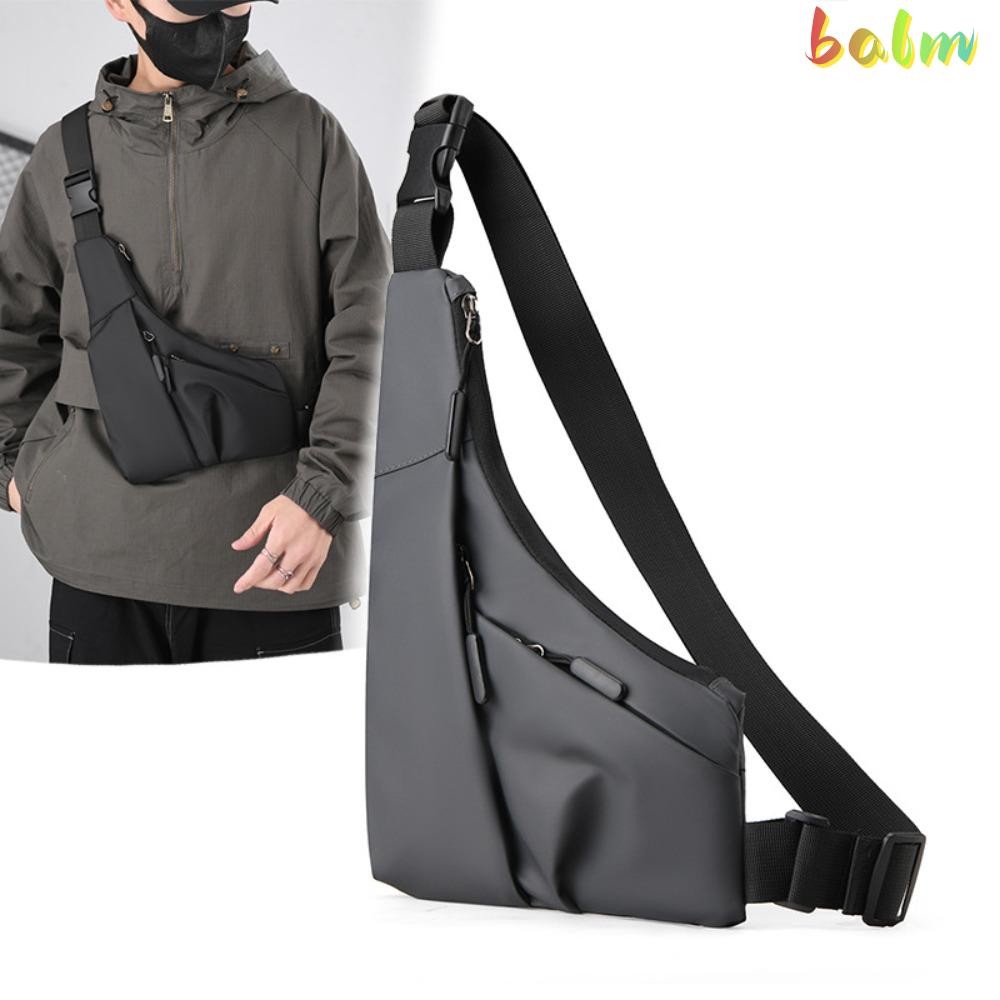 กระเป๋าคาดเอว BALM, Street-Style Nylon Underarm Wrap Chest Bag, Solid Color Fashion Waterproof Belt Bag Outdoor