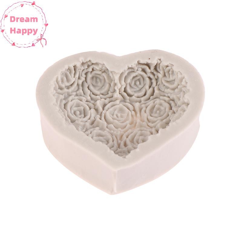 Dreamhappy 1 ชิ้นหัวใจ Rose ดอกไม้รูปร่างซิลิโคน Mould DIY Fondant ช็อกโกแลตสบู่แม่พิมพ์เทียน Polymer Clay แม่พิมพ์หัตถกรรมฐานเครื่องมือ TH