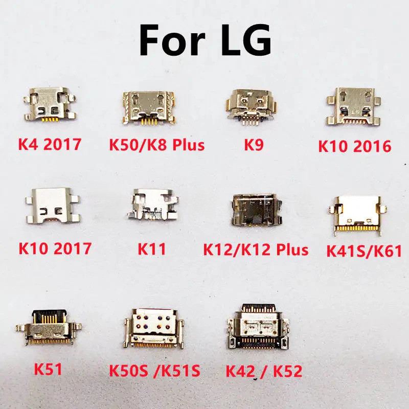 10-50 ชิ้น Dock Micro Plug USB ชาร์จ Pin Dock พอร์ตสําหรับ LG K52 K42 K50S K51S K51 K41S K61 K12 K11 K10 K9 K50 K4 ชาร์จ Pin Dock Connector