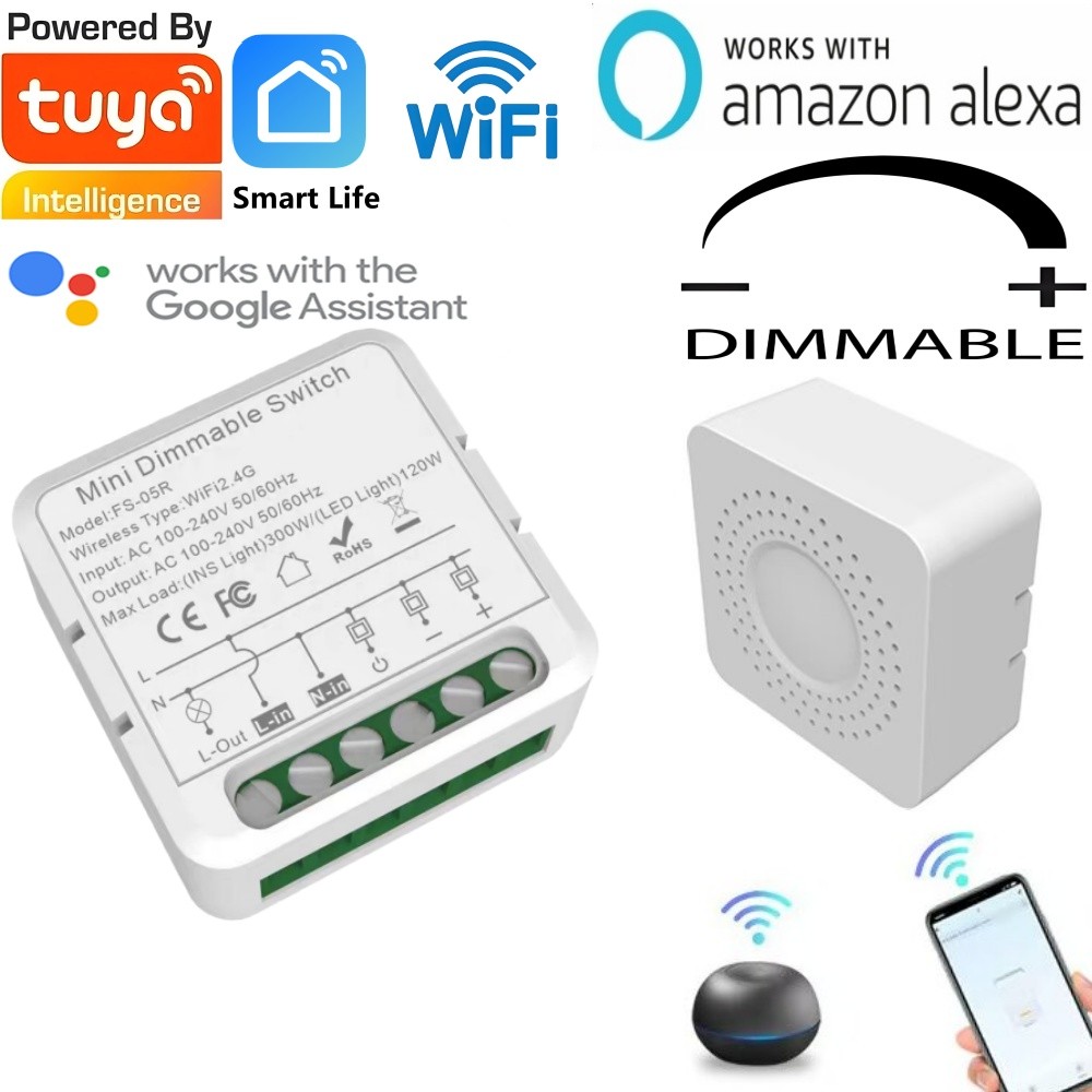 Dimmer Tuya WiFi Smart Dimmer Switch Module รองรับการควบคุมด้วยเสียง ปรับการทํางานด้วย Alexa