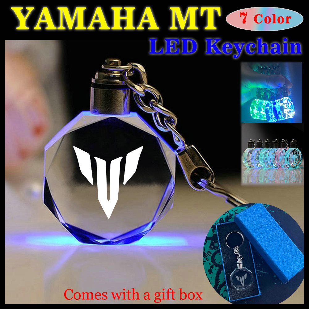 สําหรับ YAMAHA MT ไฟ LED KeyChain 7 สีคริสตัลรถจักรยานยนต์ KeyRing การปรับแต่งตกแต่งของขวัญจี้อุปกรณ