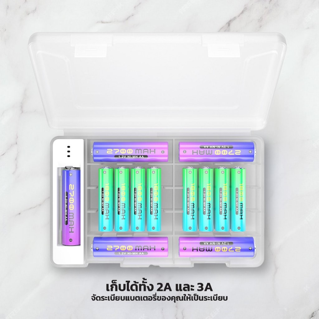 กล่องเก็บถ่าน กล่องเก็บแบตเตอรี่ 2A 3A ตรวจสอบแบตได้ จัดเก็บเป็นระเบียบ แบบพกพาสะดวก - รูปที่ 4