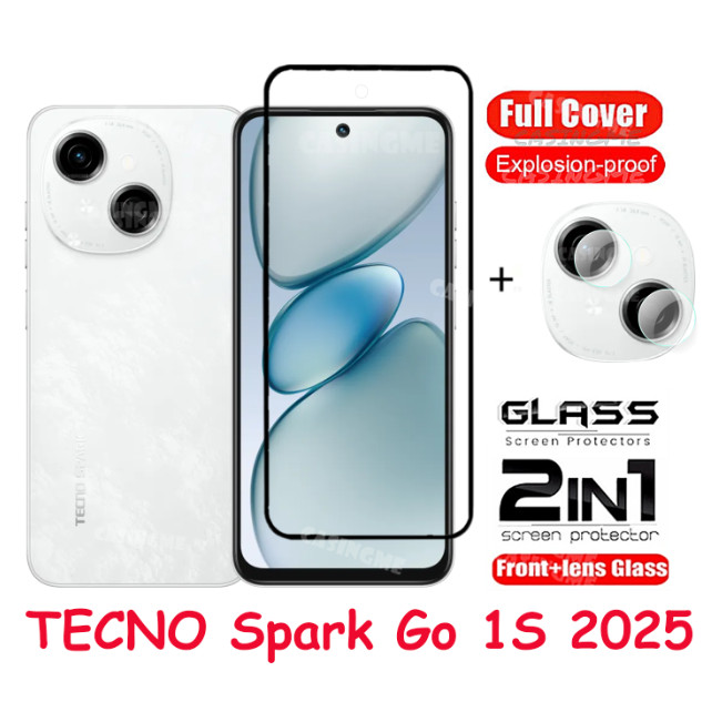 สําหรับ TECNO Spark Go 1S 2025 2in1 ฟิล์มกันรอยหน้าจอโปร่งใสโทรศัพท์ป้องกันหน้าจอสําหรับ Spark Go 1 