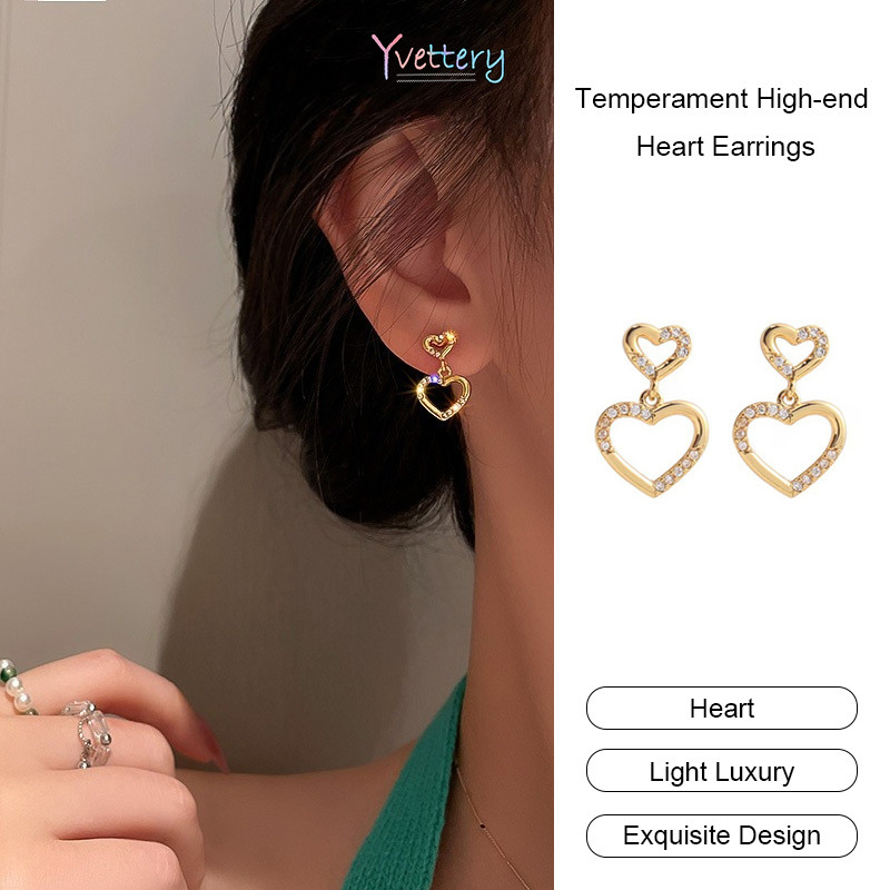 ร้านค้าไทย🔥ต่างหู S925 หัวใจ กลวง ฝังเพชร หรูหรา แฟชั่นสไตล์เกาหลี ไม่ทําให้แพ้ สําหรับผู้หญิง ของขว