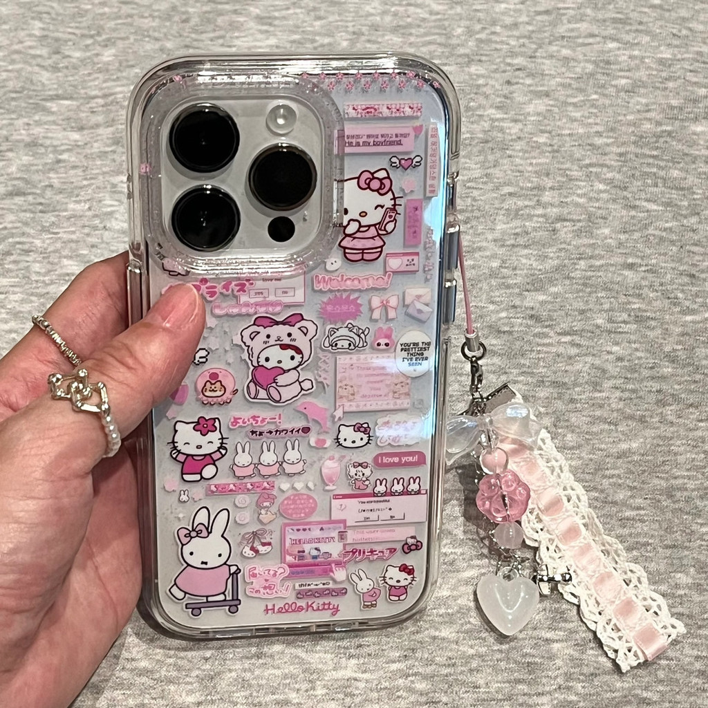 กราฟฟิตีกีฬา Hello Kitty เหมาะสําหรับเคสโทรศัพท์ Apple 16/15/14 13/12/11promax หญิง xr/7/8p เคสโทรศัพท์แวววาว
