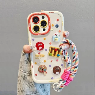 ใช้งานร่วมกับสําหรับ iPhone 16 15 14 13 12 11 Pro MAX X XR XS MAX 7 8 Plus 3D M-Bean Candy เคสโทรศัพท์ฝาครอบนุ่ม