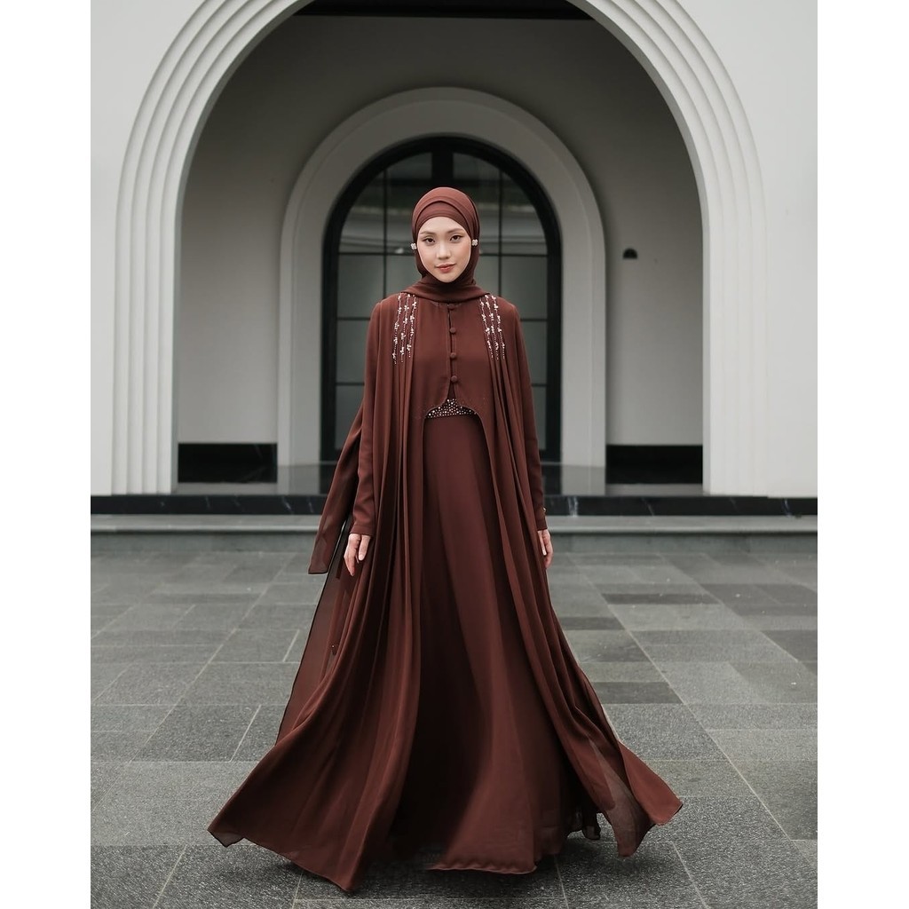 ชุด Vallina - Haneen Abaya Gamis คําเชิญสตรีมุสลิม 2in1 Matt Ceruty Babydoll Premium