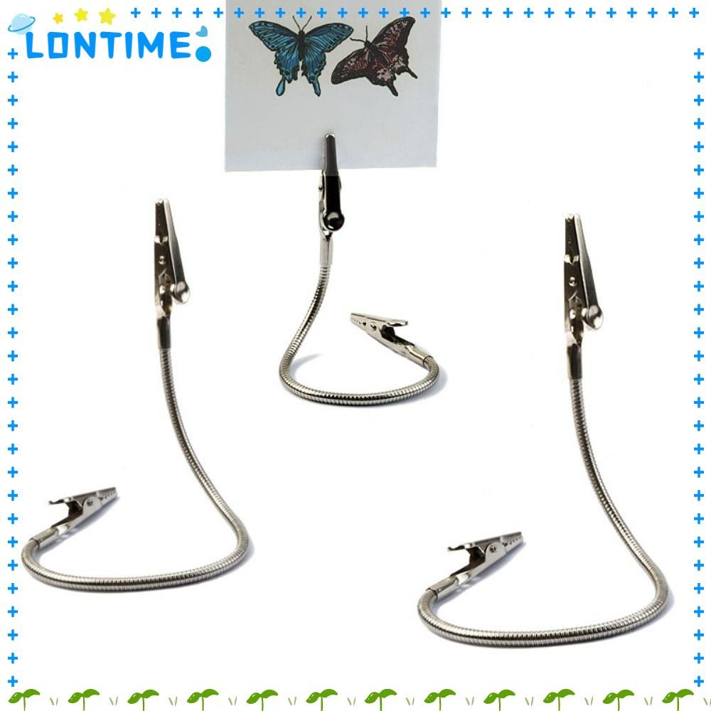 LONTIME คลิปจระเข้, ท่อแบบยืดหยุ่นมัลติฟังก์ชั่น Memo Clip Holder, Simple Double Head Desktop Notes Clamp Birthday Wedding Party