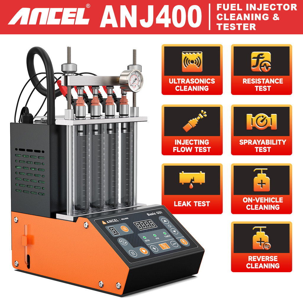 【ส่งจากไทย】ANCEL ANJ400 GDI 4 สูบ ซ่อมเช็คล้างหัวฉีด เครื่องทำความสะอาดหัวฉีด แบบอัลตราโซนิก เครื่องทดสอบหัวฉีดน้ำมันเชื้อเพลิง