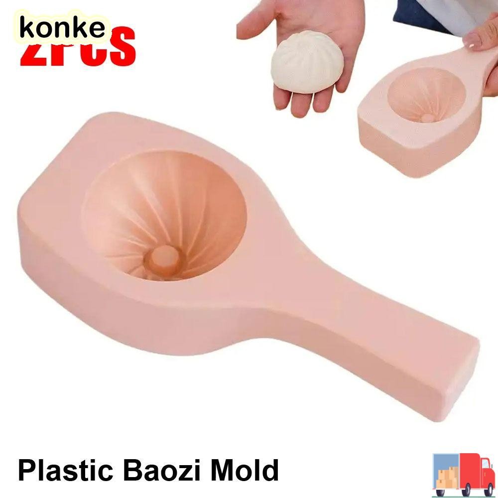 KONKE แม่พิมพ์ Baozi จีน 2 ชิ้น, เครื่องทําเกี๊ยวทํามือมัลติฟังก์ชั่น, แม่พิมพ์ซาลาเปาแบบใช้ซ้ําได้พลาสติกทนทาน, อาหารเช้าซาลาเปานึ่ง