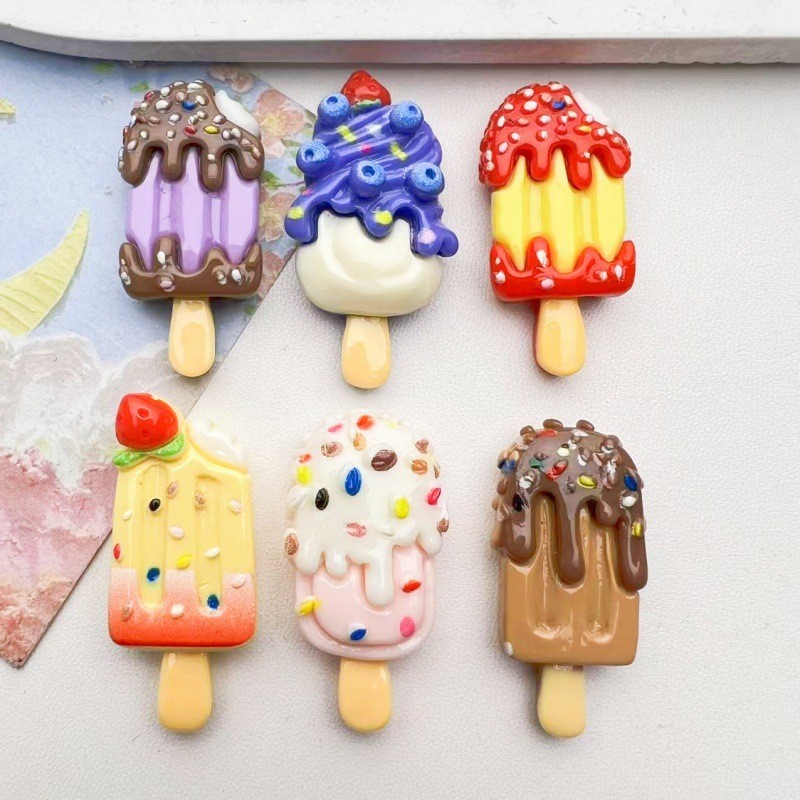 10ชิ้นผลไม้น่ารักช็อคโกแลตไอศกรีมสีทึบขนาดเล็กเรซิ่นเสน่ห์สําหรับ ทําเอง (1-208)