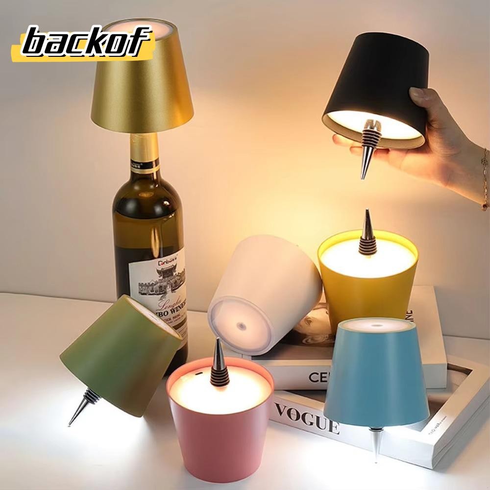 ไฟขวดไวน์ BACKOF, ขวดเหล้าอ่านหนังสือ Bar Cafe บรรยากาศ Night Light, 3 สี Stepless Dimming อินเทอร์เฟซ Type-c โหมดไฟหายใจโคมไฟตั้งโต๊ะ LED