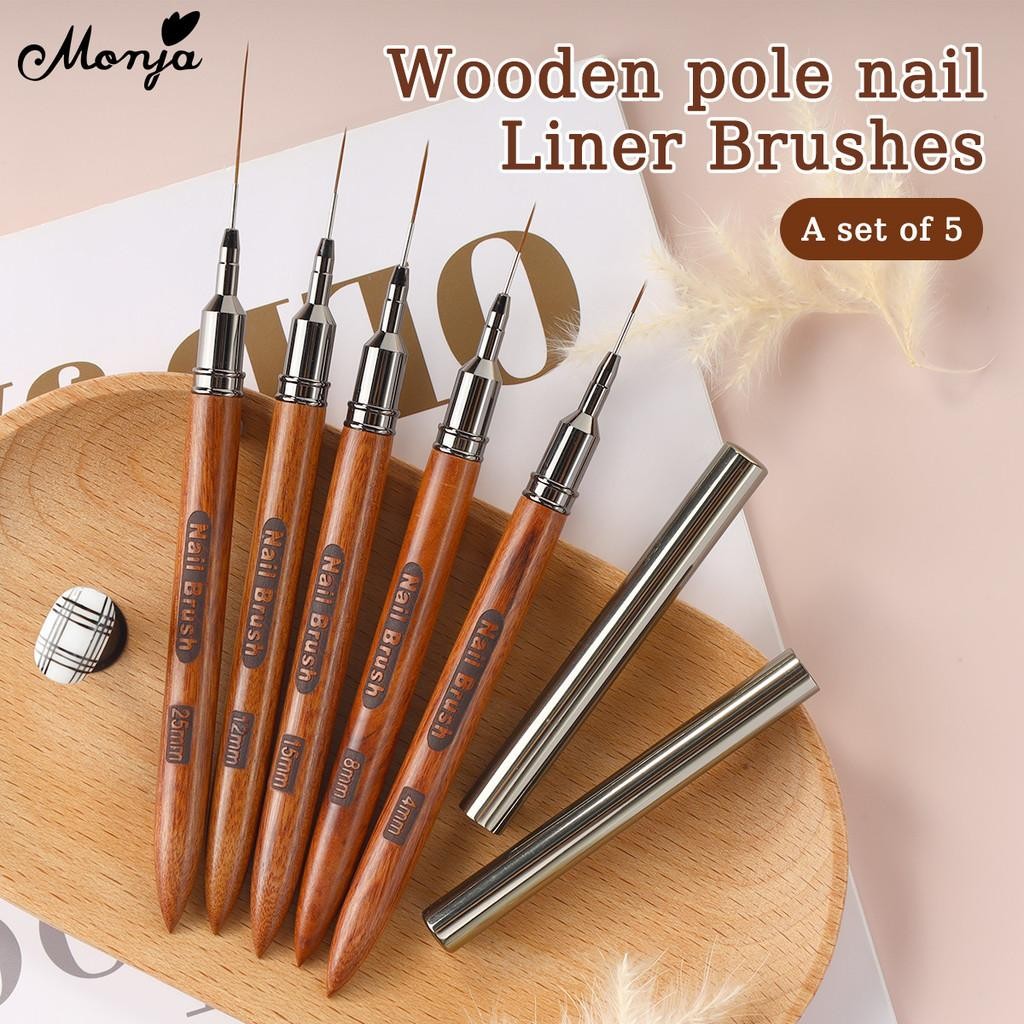 Monja แปรงปากกาวาดเส้นเล็บ ลายดอกไม้  สําหรับตกแต่งเล็บ ปากกาทําเล็บ 4 8 12 15 25 มม. nail brushes