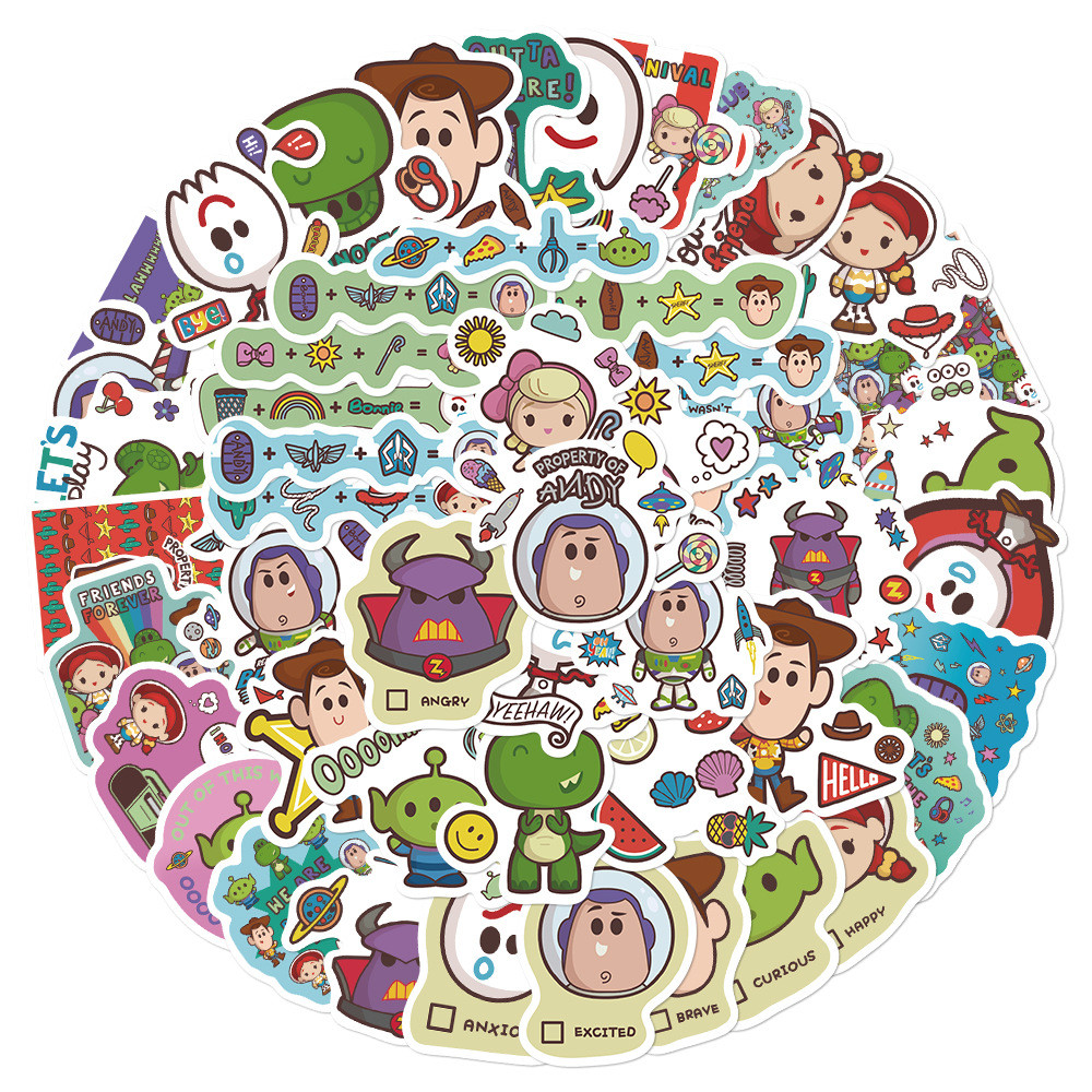 (ที่ได้รับอนุญาต) สติ๊กเกอร์ PVC กันน้ําลายการ์ตูน Chibi Toy Story 50 ชิ้น