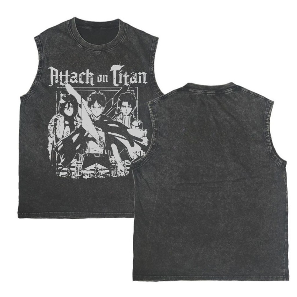 TeeTwoOneการล้าง เสื้อกล้ามผู้ชายAttack on Titanพิมพ์ลาย วินเทจOVERSIZE Tanktop men
"AHACK ON TITAN"