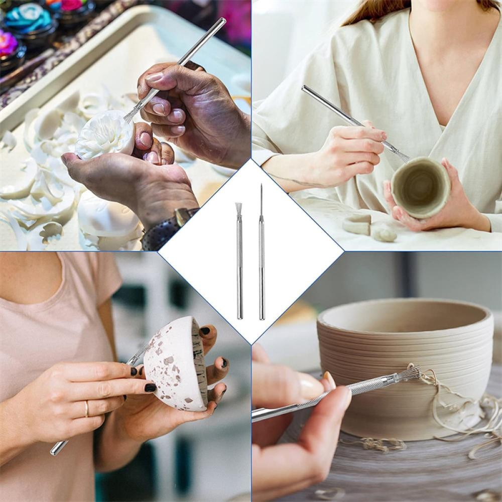 YOUNGSTAR ปั้นดินเผาเครื่องมือเนื้อ 7 Pin เข็มปากกาเซรามิค Feather เครื่องมือ Polymer Clay Sculpting การสร้างแบบจําลองเครื่องมือ H6N5