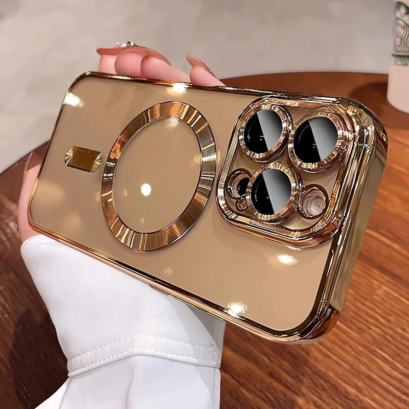 ใหม่ Desert Gold เคสโทรศัพท์สําหรับ iPhone 16 15 14 13 12 11 Pro Max Plus เลนส์แม่เหล็กใสปกป้องเคสโทรศัพท์แบบนุ่มฝาครอบ