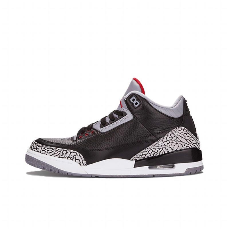 Pure Original aj3 Black Cement Crack Retro รองเท้าบาสเก็ตบอล Air Cushion Mid-Top รองเท้าลําลองผู้ชาย