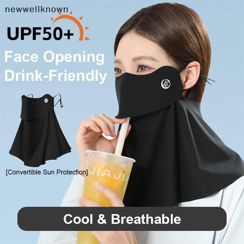 NETH ดื่มที่เป็นมิตร UV Face Mask สําหรับผู้หญิงไม่มีรอยต่อ Face Mask พร้อมฝาครอบคอ Gaiter ผ้าพันคอ 