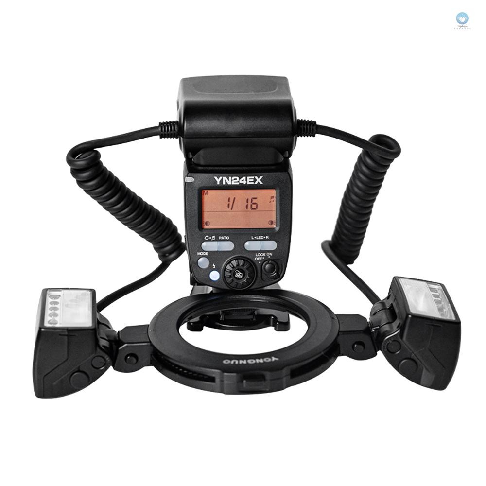 YONGNUO YN24EX Dual Head Macro Flash กล้อง Speedlite GN18 TTL Auto/คู่มือแฟลช 5600K 3s รีไซเคิลเวลา 