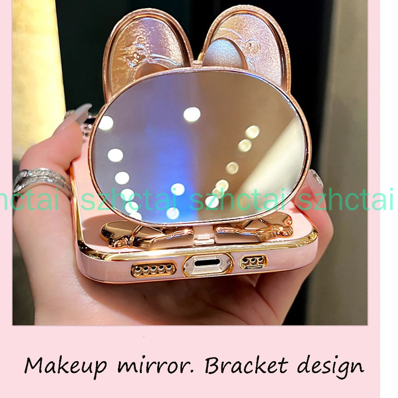 ปลอก Vivo Y28 4G Y18 Y03 Y17S Y16 Y15S Y01 Y22 Y22S Y02A Y02T เคสโทรศัพท์ TPU 3D กระต่ายเครื่องสําอางกระจกแต่งหน้าขาตั้ง Ultra Thin Electroplated Soft Case Shock Protection Case ราคา ถูกที่สุด ดีลบีเคเค แกลเลอรีภาพที่ 6