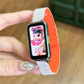 สายรัดห่วงแม่เหล็กสําหรับ Huawei Band 11 / 11 Pro / 10 9 NFC อุปกรณ์เสริมสายรัดกีฬาสําหรับ Huawei Band 8 สร้อยข้อมือซิลิโคน