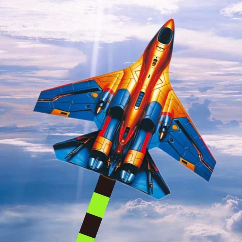 OYPESERG เครื่องบิน Kites, Black Fighter Easy to Fly Aircraft Kite, บินดีพร้อมสายว่าว 100 เมตร 1.4/1.6 ม. สวนว่าวเดลต้าขนาดใหญ่ - รูปที่ 3