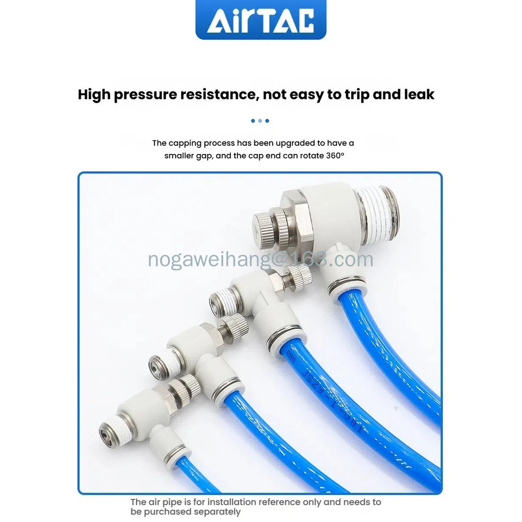 AirTac ASL/PSL4 6 8-M5/01/02 วาล์วหมุนเวียน, ข้อต่อท่อแก๊สแบบปรับได้, วาล์วปีกผีเสื้อกระบอก