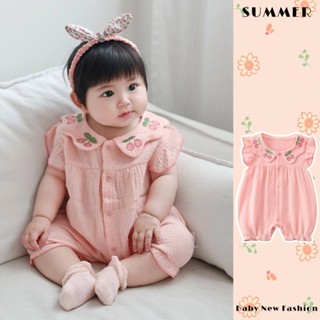 ฤดูร้อนใหม่เสื้อผ้าเด็กทารกผ้าฝ้ายแขนสั้นบอดี้สูท 0-24 เดือน…