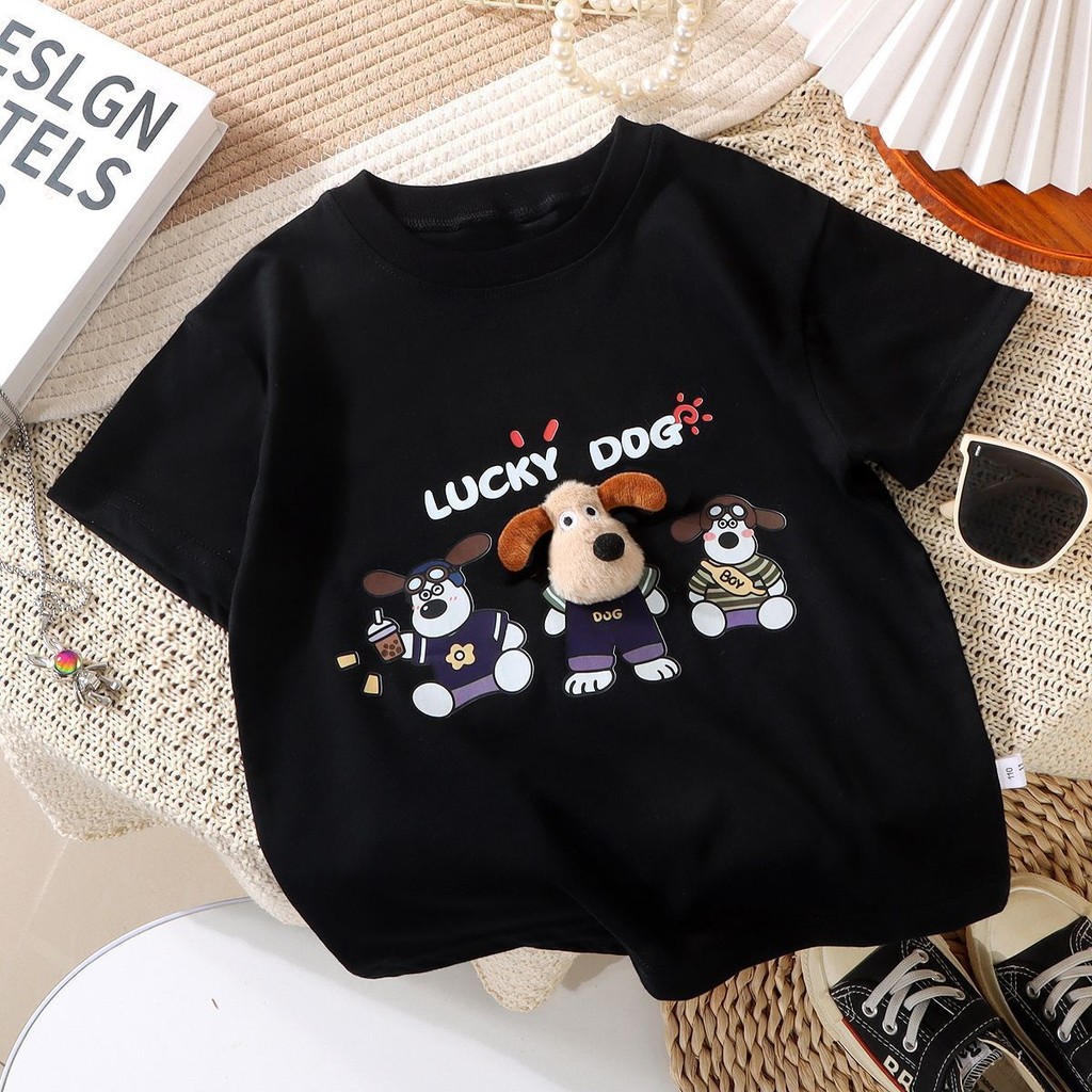 [ML] 90-150 ซม.เด็กตุ๊กตาสามมิติผ้าฝ้ายแท้เสื้อยืดแขนสั้นการ์ตูนเวอร์ชั่นเกาหลี Baby Top - รูปที่ 5