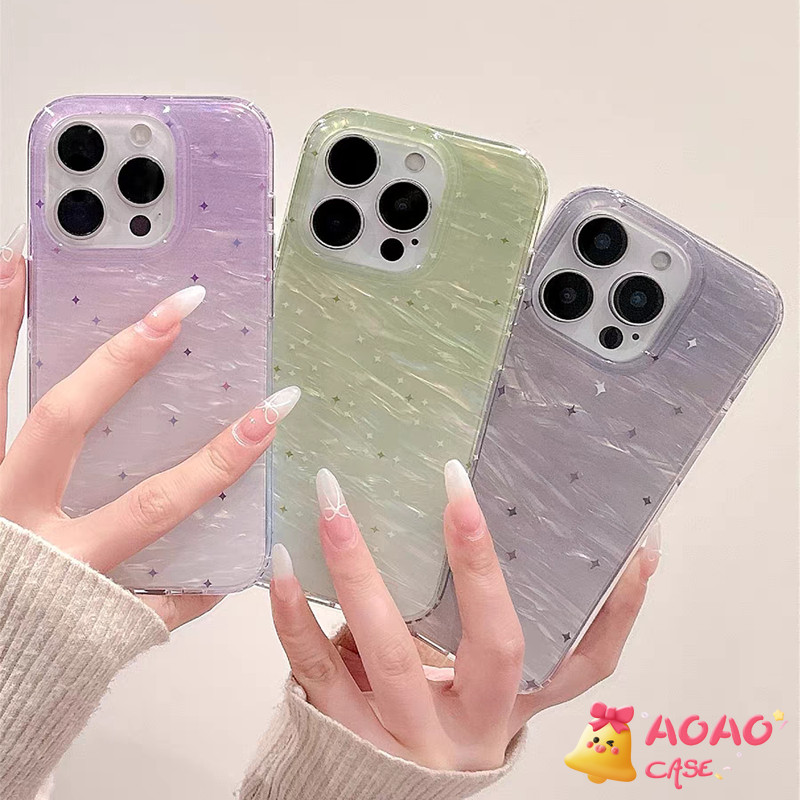 เคสไอโฟน 13 สำหรับ iPhone 11 16 13 12 15 14 Pro Max 16 7 8 15 Plus XR X XS Max แฟชั่นสดชื่นสดชื่นรูปแบบเปลือกหอยอ่อนนุ่ม