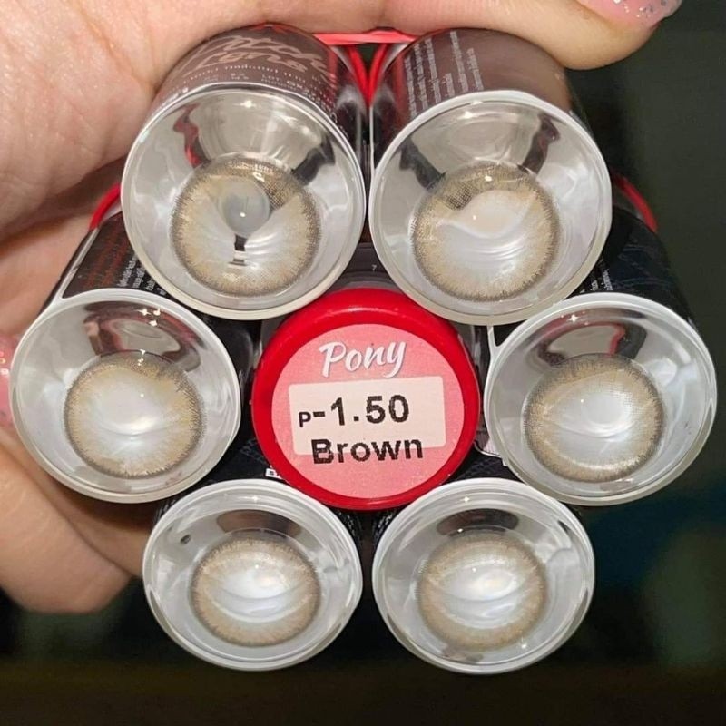 คอนแทคเลนส์ รุ่น Pony สีเทา/ตาล Gray/Brown ลายฮิต มีค่าสายตา