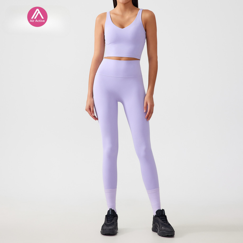 Airactive Leisure Yoga Sports Set Fixed Pads U-shaped Back Sports Bra And High Waist Sports Pants Leggings