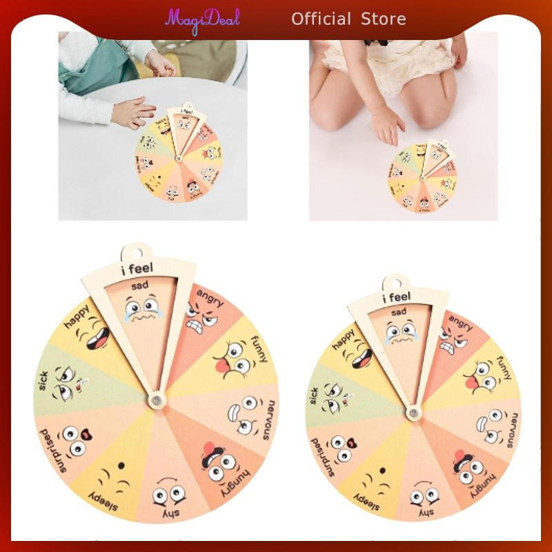 MagiDeal ไม้เด็ก Emotion ล้อของขวัญที่ยอดเยี่ยมเครื่องมือการสอน Expression Emotions Chart