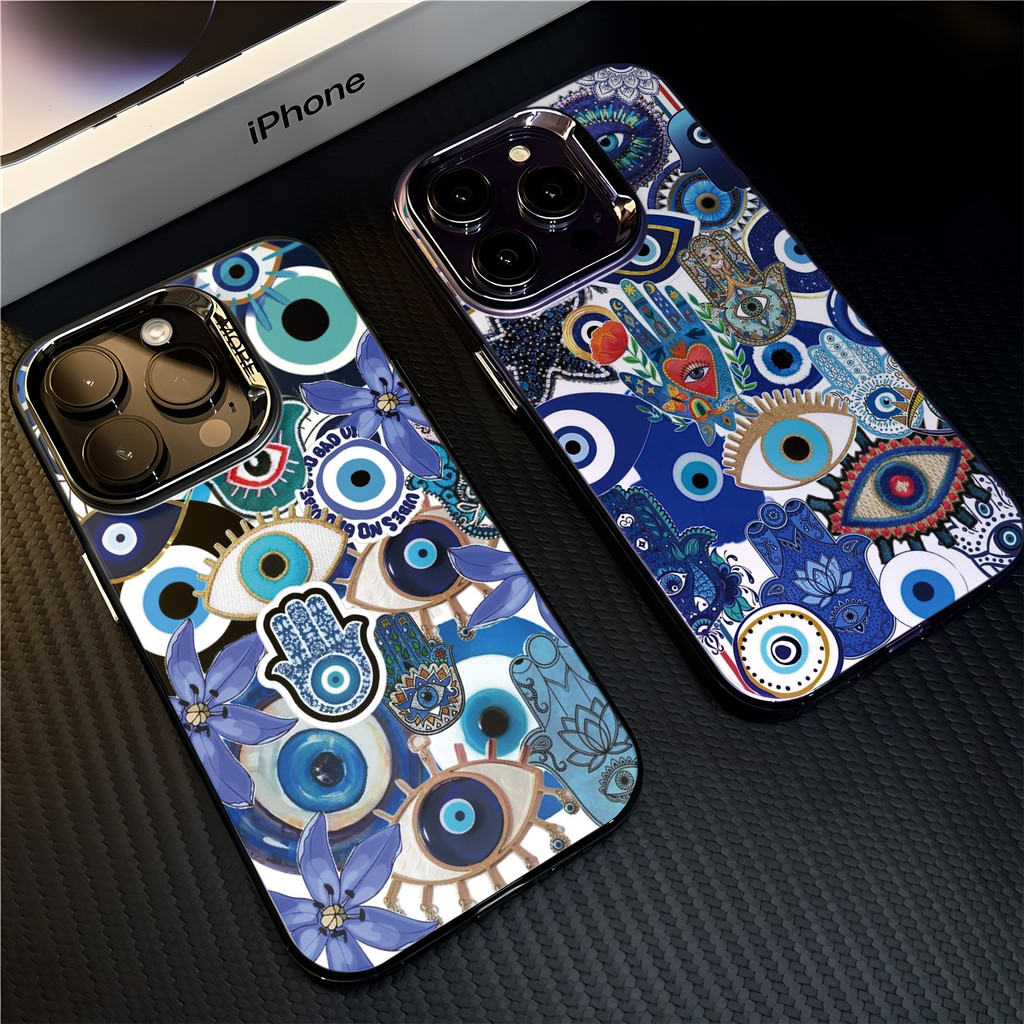 ตาปีศาจ เคสสําหรับiPhone 16 Pro Max 15 14 XR 13 11 12 Pro Max 8 7 6 6S Plus X Xs Max Se 2020 13 12 11 แฟชั่นชุบโลหะCool Creativeแบรนด์อินเทรนด์เคสซิลิโคนอ่อนนุ่ม