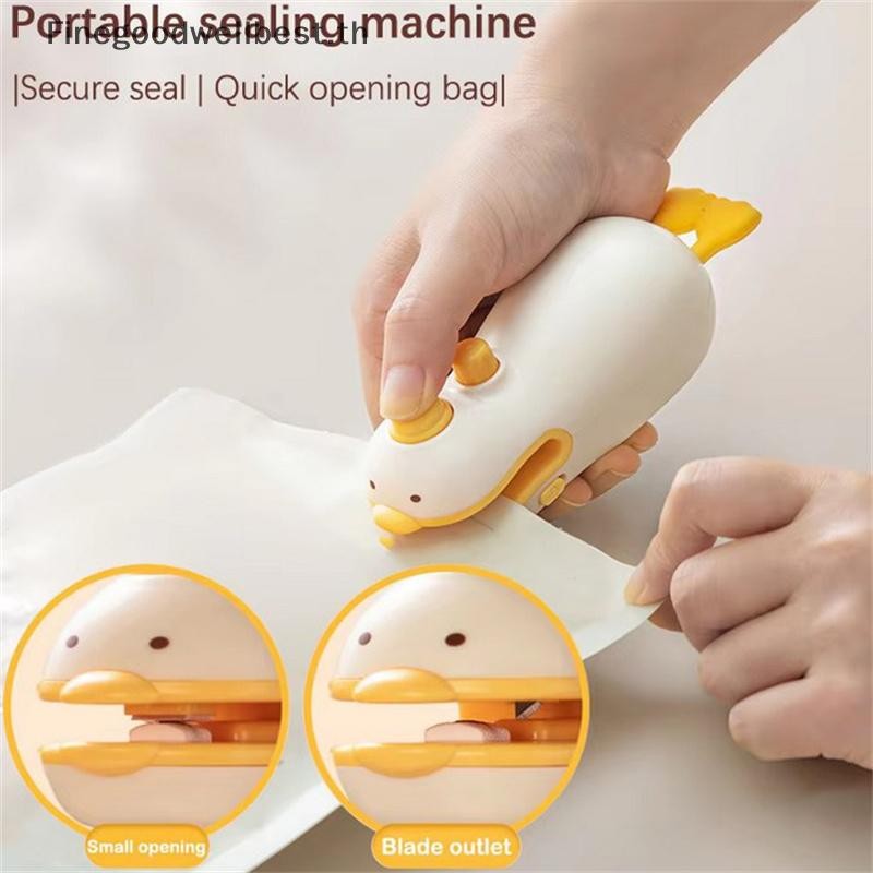 Fbth Mini เครื่องซีลถุงการ์ตูน 2 In 1 ถุงปิดผนึกและเครื่องตัดสําหรับบรรจุภัณฑ์อาหาร USB ชาร์จอาหารซีลคลิปแม่เหล็กร้อน