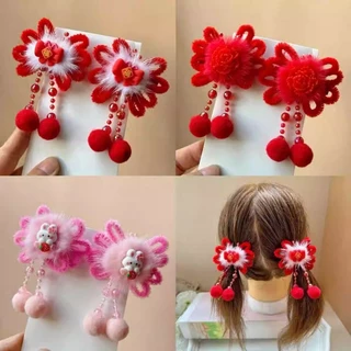 แฟชั่น1ชิ้นปีใหม่สีแดงเด็กเด็กจีนบอล ชม. หูฟัง เครื่องประดับผม
