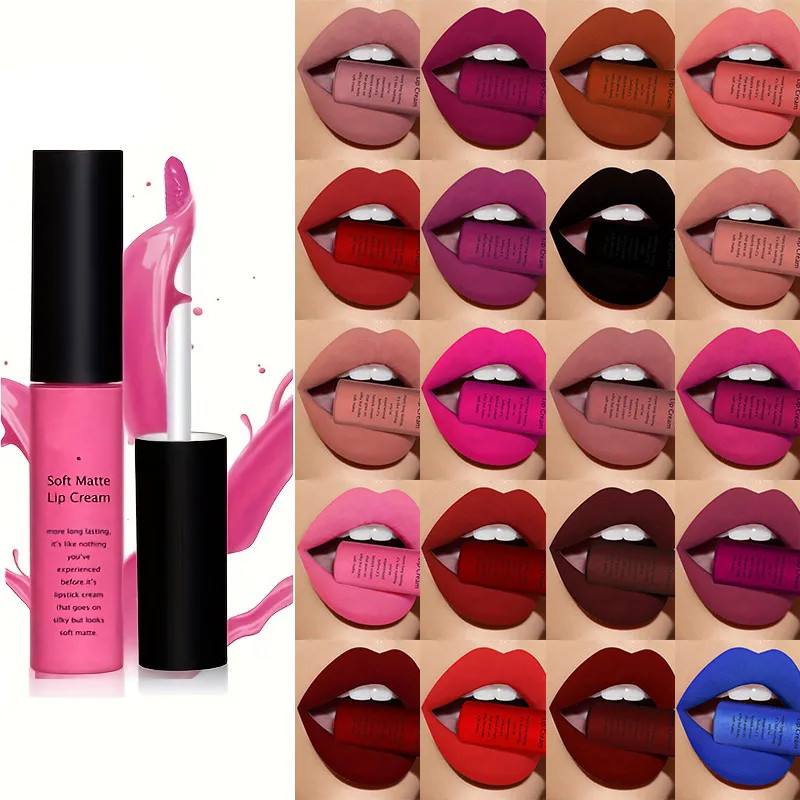 กันน้ํา Matte Nude ลิปสติก Lip Tint Kit Pigment Dark Red ลิปกลอสติดทนนานผู้หญิงแต่งหน้าลิปกลอสของขวัญวันวาเลนไทน์