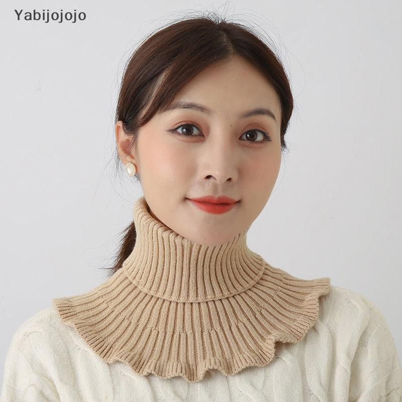 Yabijojojo Keep อบอุ่นและเย็นกลางแจ้ง ผู้หญิง Warm ถักปลอม Collar Thicken คอเต่าผ้าพันคอปลอมที่ถอดออกได้คอผ้าพันคอใหม่