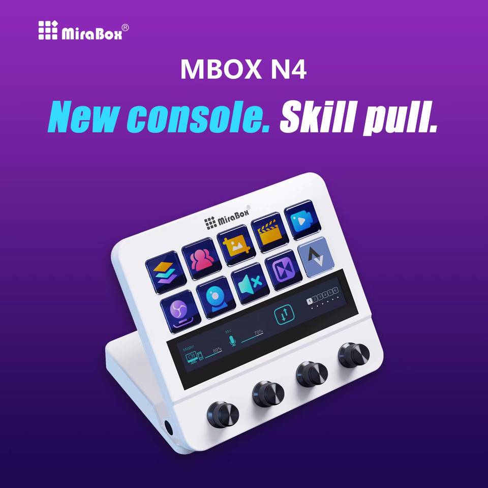 Mbox N4 Stream Deck พร้อมลูกบิด Mirabox StreamDeck ปุ่ม LCD เนื้อหาสด Creation Controller มินิปุ่มกด Custom Stream Dock ของขวัญ